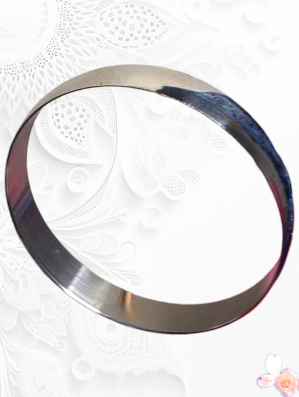 Polished Silver Metal Statement Bangle Bracelet 8.25” Heavyweight 26g 88